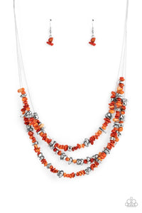 Placid Pebbles Orange Necklace