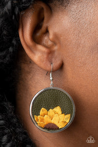Sun-Kissed Sunflowers Green Earrings